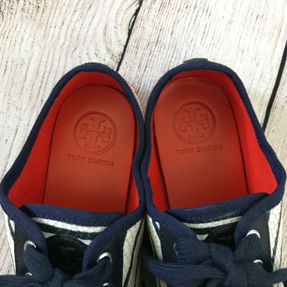 Tory Burch Millie Sneaker - Stripe Snake Print/Grosgrain Size 7 - Picture 8 of 12